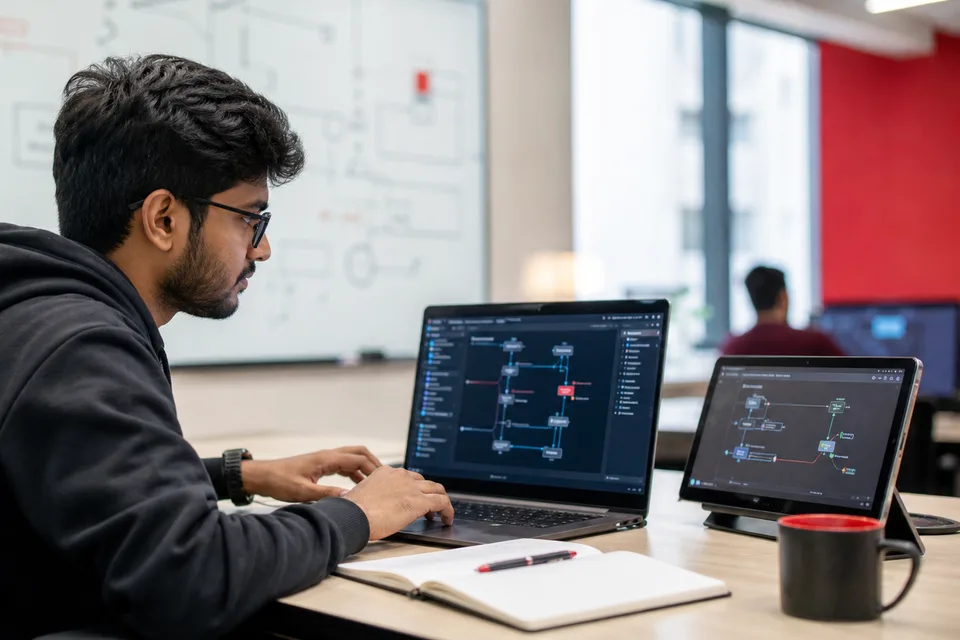 Learner practising a cloud deployment workflow